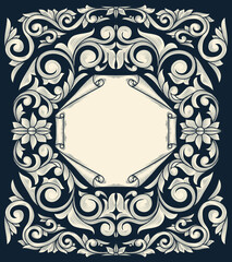 Decorative ornate retro floral blank card
