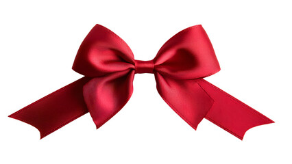 Red ribbon bow with elegant loops and tails, perfect for gifts and decorations. isolated on white/transparent background