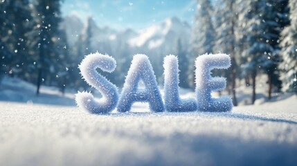 Sale promotion poster with winter theme for holiday shopping season.