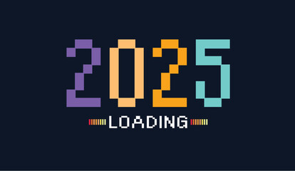 Loading 2025 pixel art vector