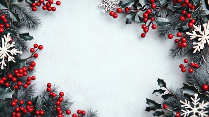 Discounted gift cards with Christmas decor, snowflakes and holly, 3D illustration