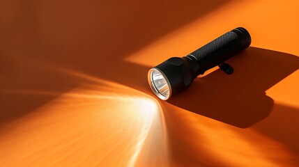 Solar mini flashlight on orange background