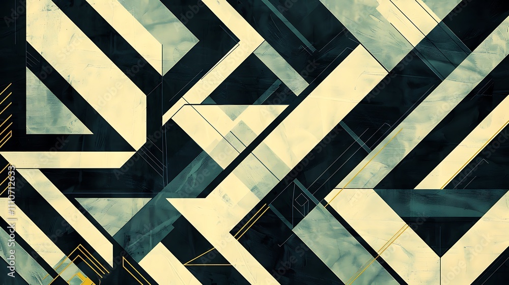 Aufkleber abstract lines forming geometric shapes like triangles, squares, and hexagons, interlocking in a har