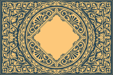 Decorative ornate retro floral blank card