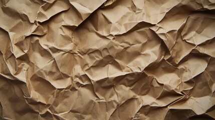 Obraz premium Crumpled brown paper texture studio background image neutral close-up material design