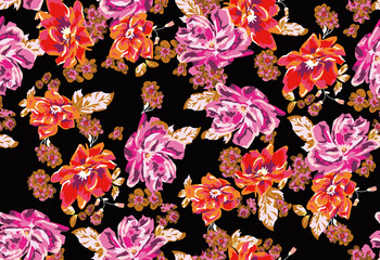Abstract seamless pattern with plants, herbs and flowers