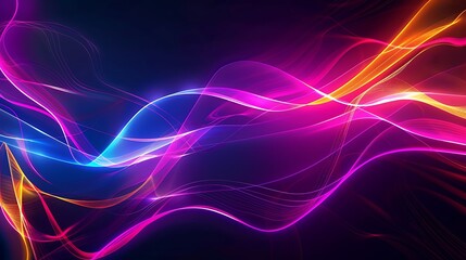 Abstract lines in neon colors on a dark background, creating a vibrant and electric design