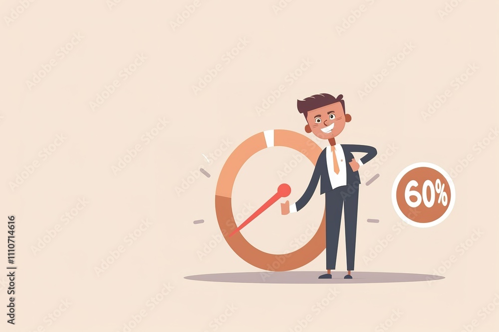 Poster a man is standing in front of a clock with a red line on it