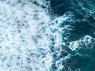 North Coast Tenerife drone shot, surfing in the Atlantic Ocean.
