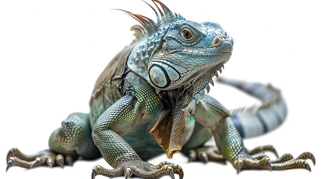 A close-up of a vibrant iguana showcasing its colorful scales and distinctive features.
