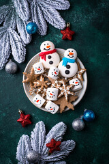 Christmas candy marshmallow in shape of snowman