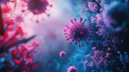 Virus action scientific research digital illustration lab environment macro view health awareness