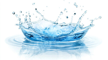 Water splash in the shape of a circle, isolated on a white background.