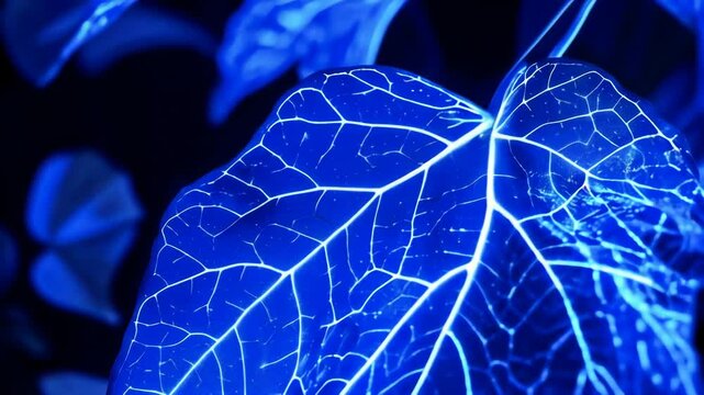 Stunning Blue Leaf Macro: Top 10 Vein Details in 4K Abstract Background Animation