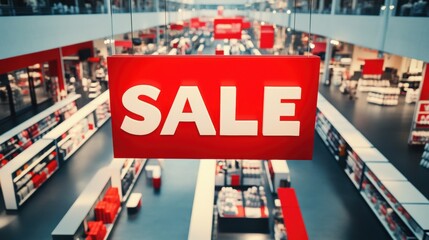 Sale promotion message in store during holiday shopping season