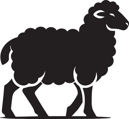 A sheep standing in profile with its tail wagging silhouette vector