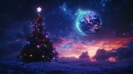 Fototapeta premium 非現実的で夢のような幻想的な世界_クリスマスツリー