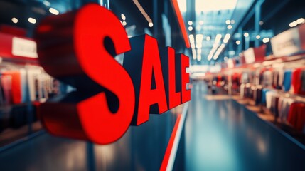 Sale promotion message in store during holiday shopping season