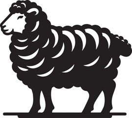 Fototapeta premium A sheep standing in profile with its tail wagging silhouette vector