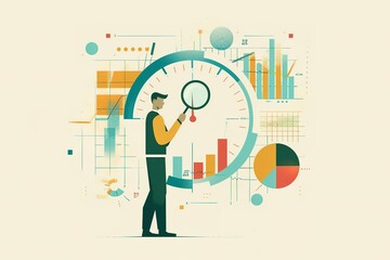 A man is looking at a clock with a magnifying glass