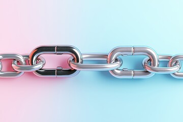 Obraz premium Metal chain links on a gradient background in soft colors