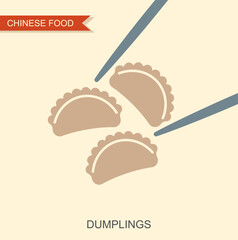 Chinese jiaozi steamed dumplings in flat style. Isolated vector asian food chinese gyoza illustrations