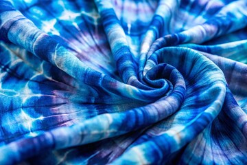 Indigo Watercolor Stain Tie-Dye Textile Pattern on Fabric with Abstract Background, Featuring Batik Technique and Artistic Brush Prints in Vivid Detail and Unique Clarity