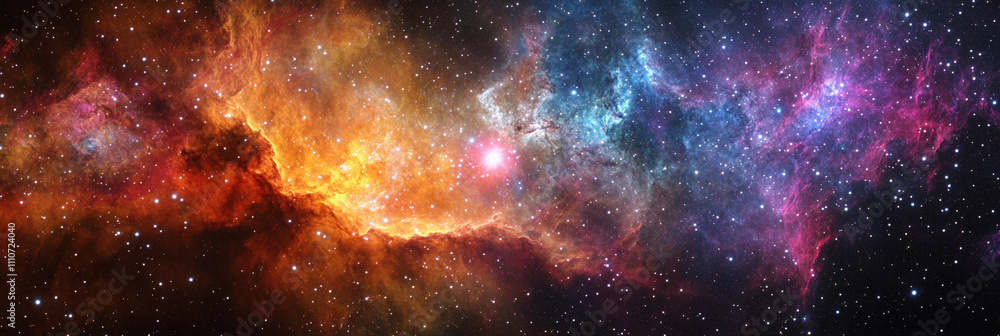 Poster cosmic nebula glows with vibrant colors in deep space
