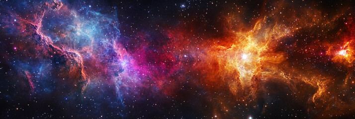 Obraz premium Colorful cosmic nebulae in a vast star-filled space