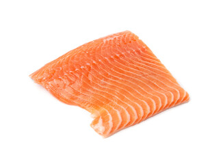 Fresh Salmon Fillet Isolated, Raw Norwegian Red Fish, Trout Meat Piece, Fresh Atlantic Salmon Fillet