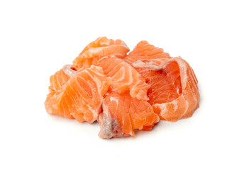 Fresh Salmon Fillet Slice Isolated, Raw Norwegian Red Fish, Trout Meat Piece on White