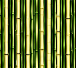 background collage of green bamboo fence surface texture. Background for banner, backdrop or texture  mapping.generative ai