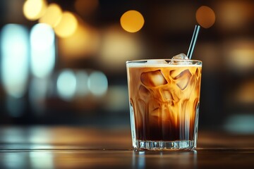 Refreshing Iced Coffee with Colorful Straw