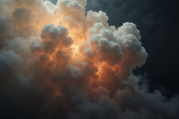 Naklejka premium Dramatic clouds glowing orange at sunset Nature photography