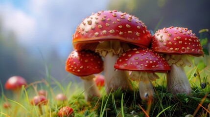 Obraz premium Mushroom against a muted background, wonderful seasonal mushroom. Background gentle, mushroom distinct.