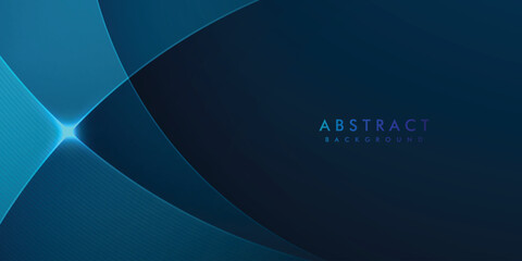 dark blue abstract background with realistic shiny transparent curved lines vector elements