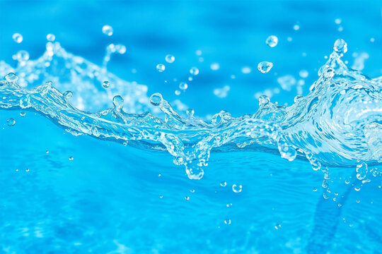 Water splashes in blue pool refreshing summer vibes