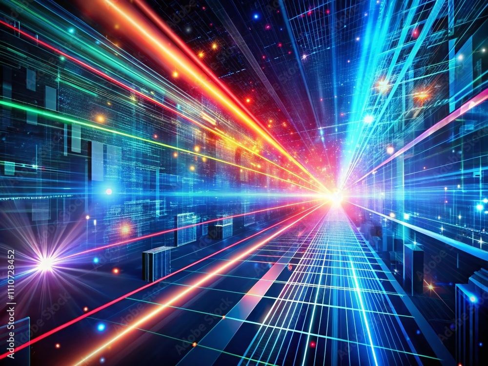 Poster laser beam cutting through cyberspace: a conceptual visual representation of high-tech communication