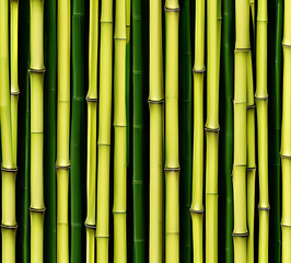 background collage of green bamboo fence surface texture. Background for banner, backdrop or texture  mapping.generative ai
