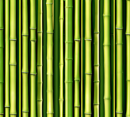background collage of green bamboo fence surface texture. Background for banner, backdrop or texture  mapping.generative ai