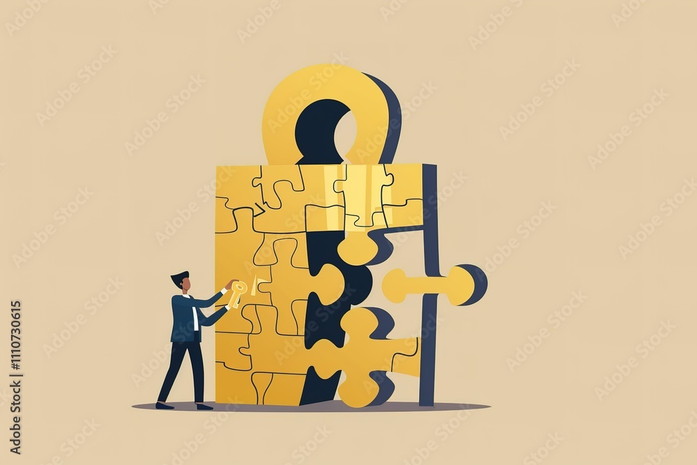 Poster a man is trying to open a puzzle box