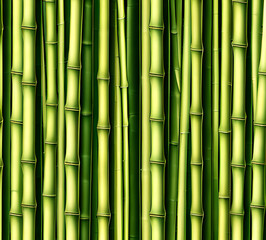 Fototapeta premium background collage of green bamboo fence surface texture. Background for banner, backdrop or texture mapping.generative ai
