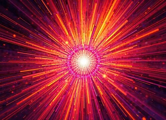 Radial energy blast with orange and purple hues, dynamic movement, purple