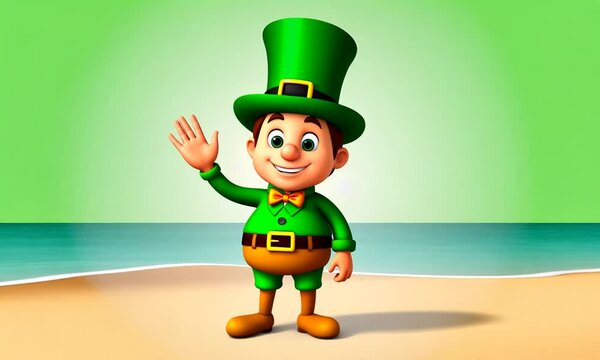 3D cartoon, st patricks day, green screen