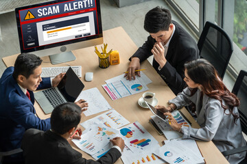 Cyber security software show alert of cyber attack for protection snugly. Danger from virus, phishing and cyber fraud. © InfiniteFlow