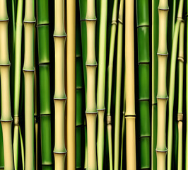 Obraz premium background collage of green bamboo fence surface texture. Background for banner, backdrop or texture mapping.generative ai