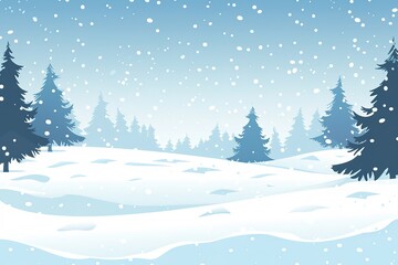 Fototapeta premium A snowy landscape with trees and a blue sky