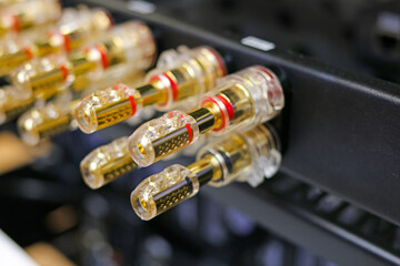 A Banana-type acoustic connector for connecting an audio signal.