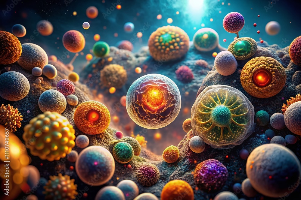 Aufkleber medically accurate illustration of human cells in low light: a high-resolution 4k visualization of c