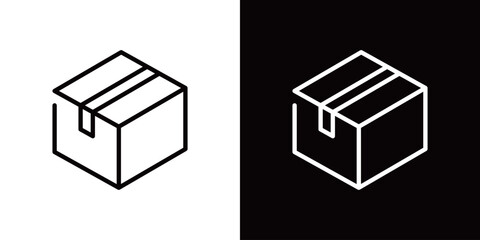 ダンボールのシンプルなラインアイコン